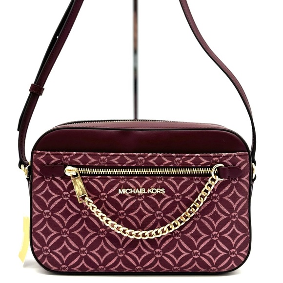 Michael Kors Large Jet Set Item EW Chain Xbody Crossbody Bag Ox Blood Multi - Picture 2 of 12